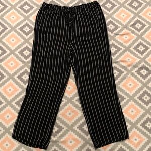 American Eagle Outfitters Womens Black&White Striped Drawstring Pants Size Large